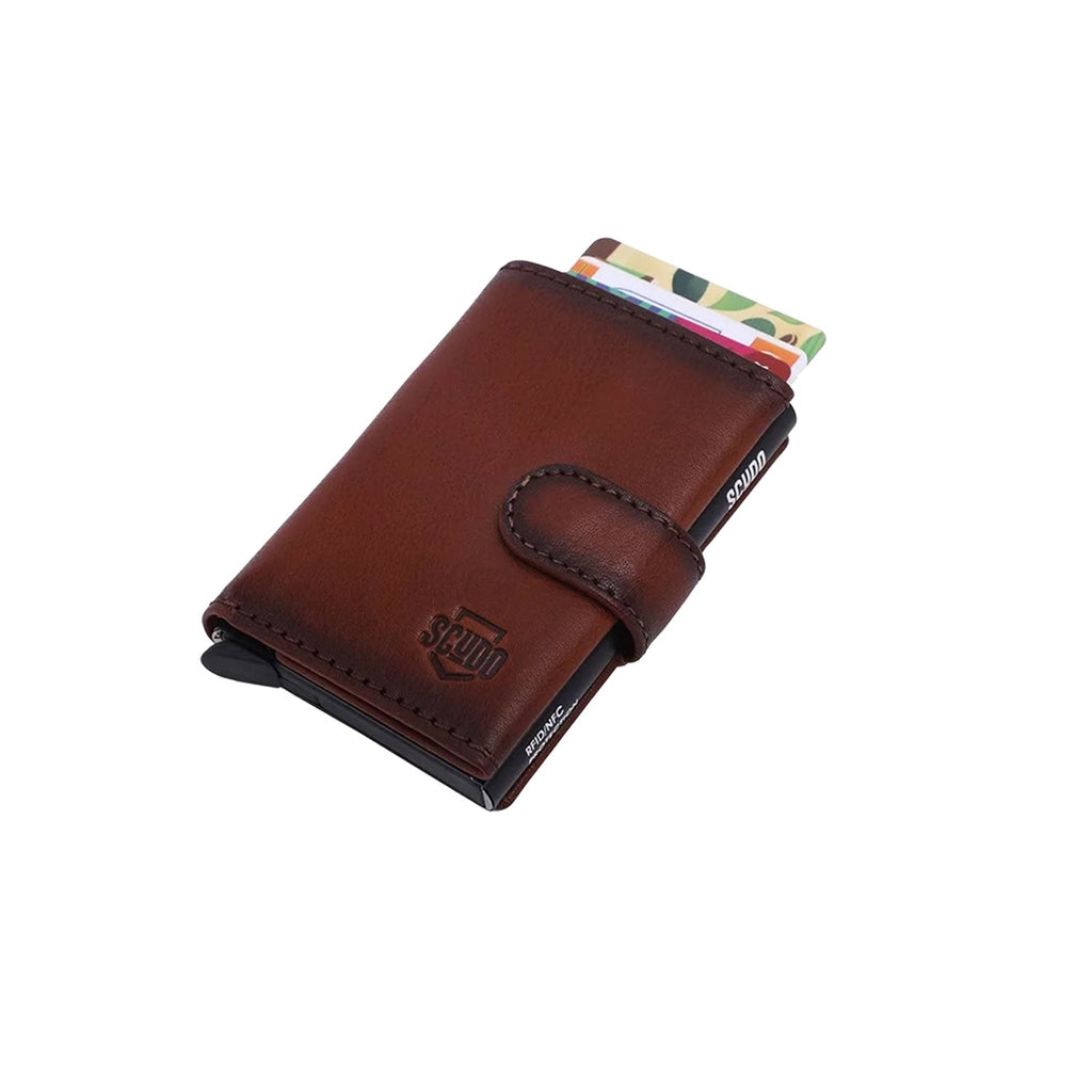 Scudo Burnished Slim Wallet - Cognac