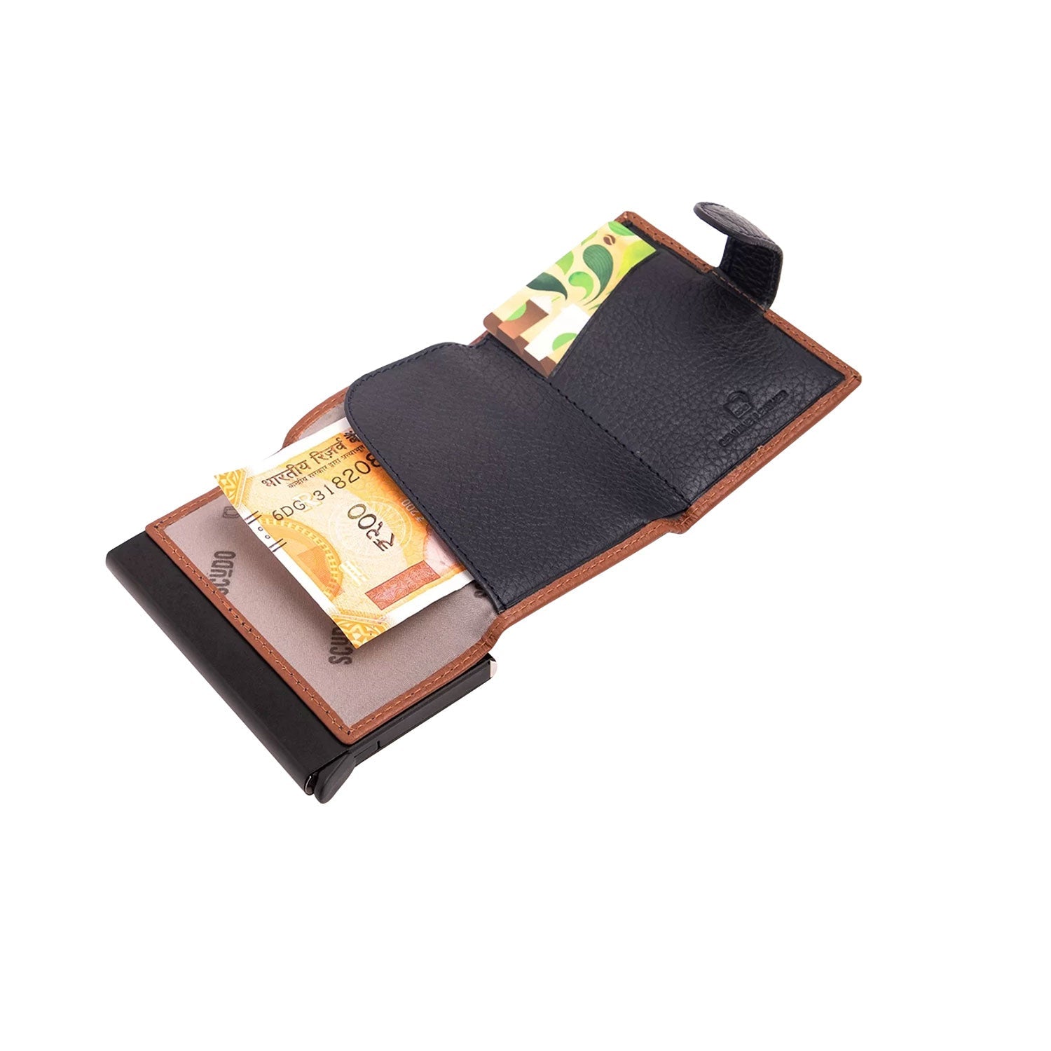 Scudo Mosaic Slim Wallet - Cognac/Navy