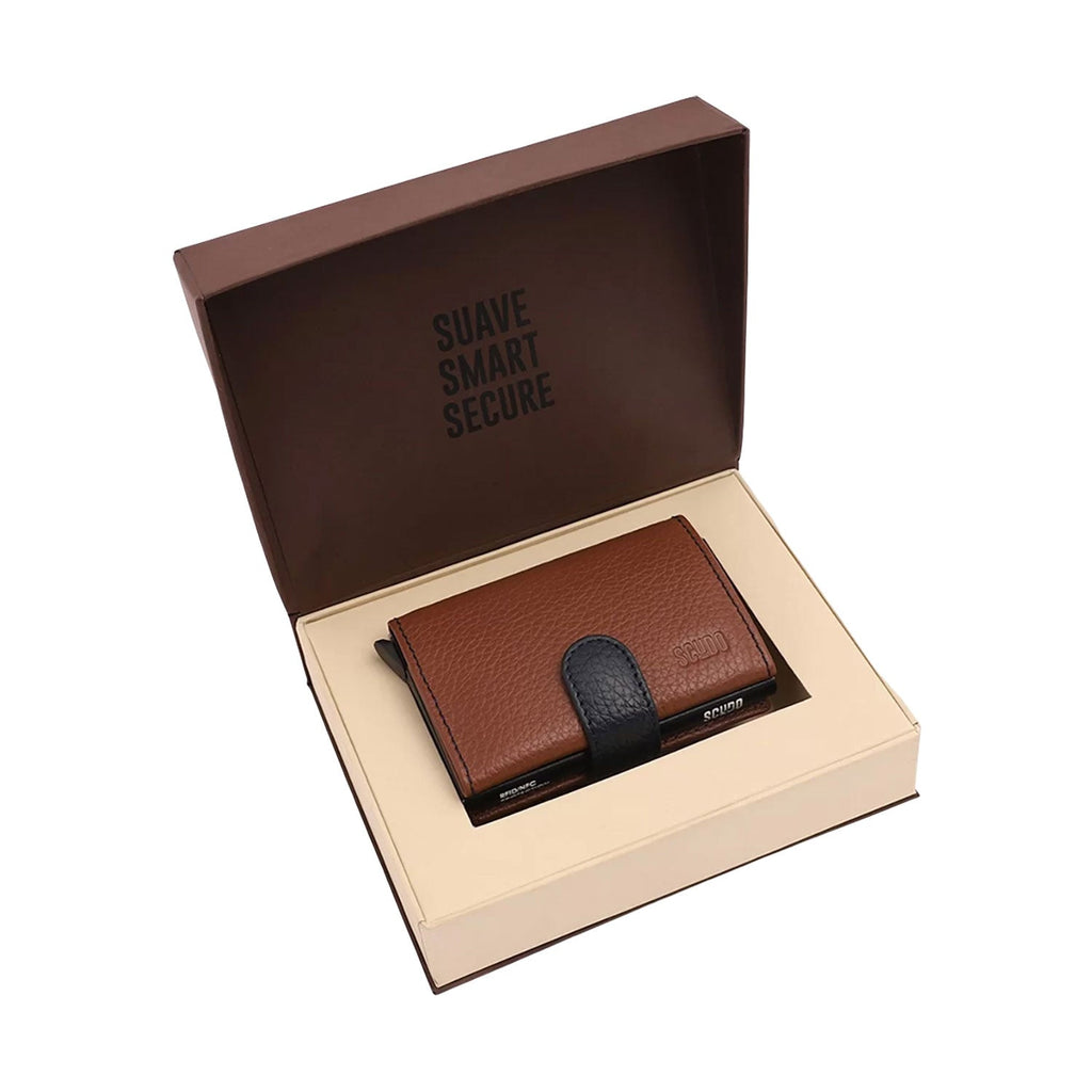 Scudo Mosaic Slim Wallet - Cognac/Navy