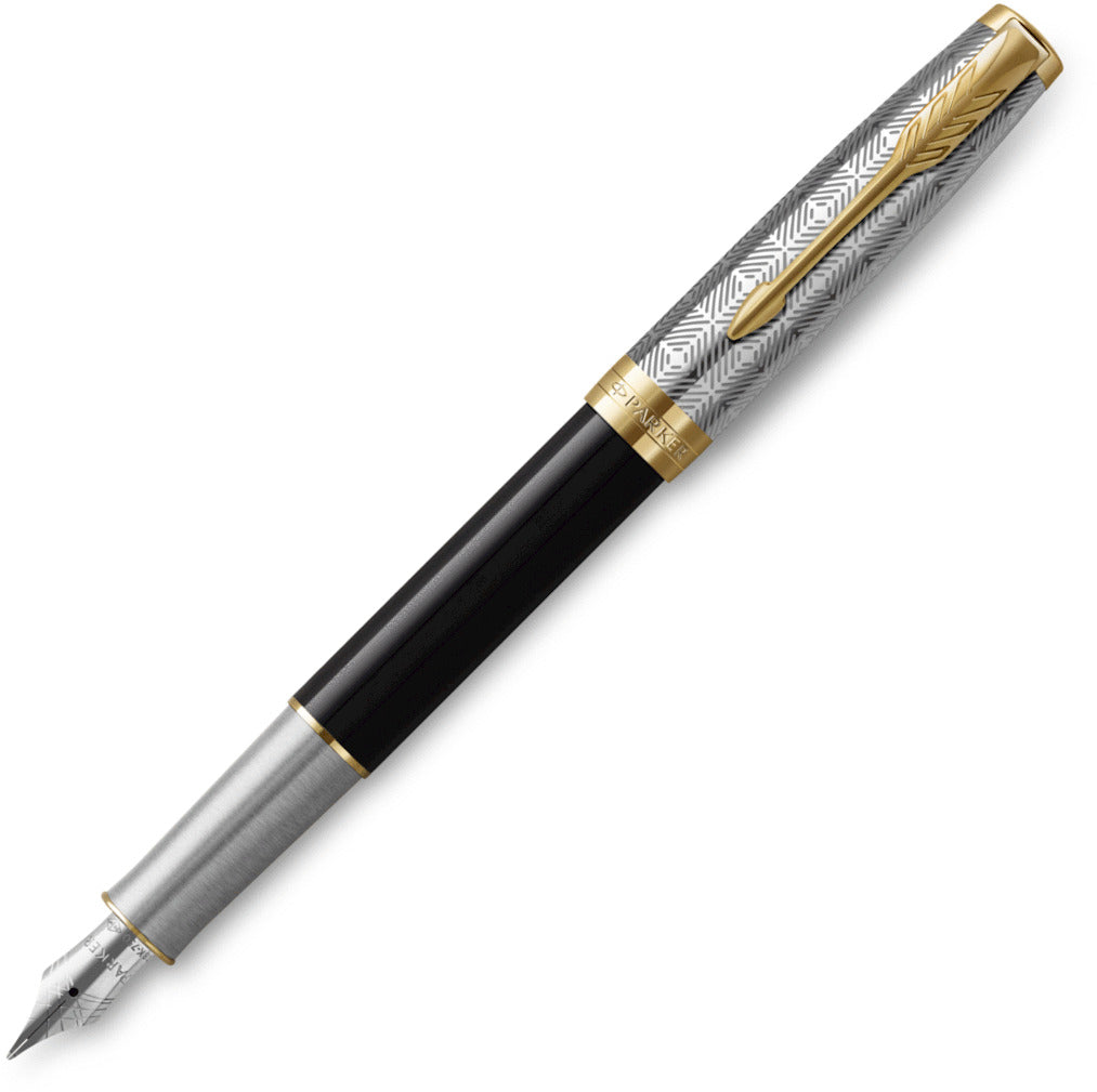 Parker Sonnet Premium Metal & Black 18kt Fountain Pen