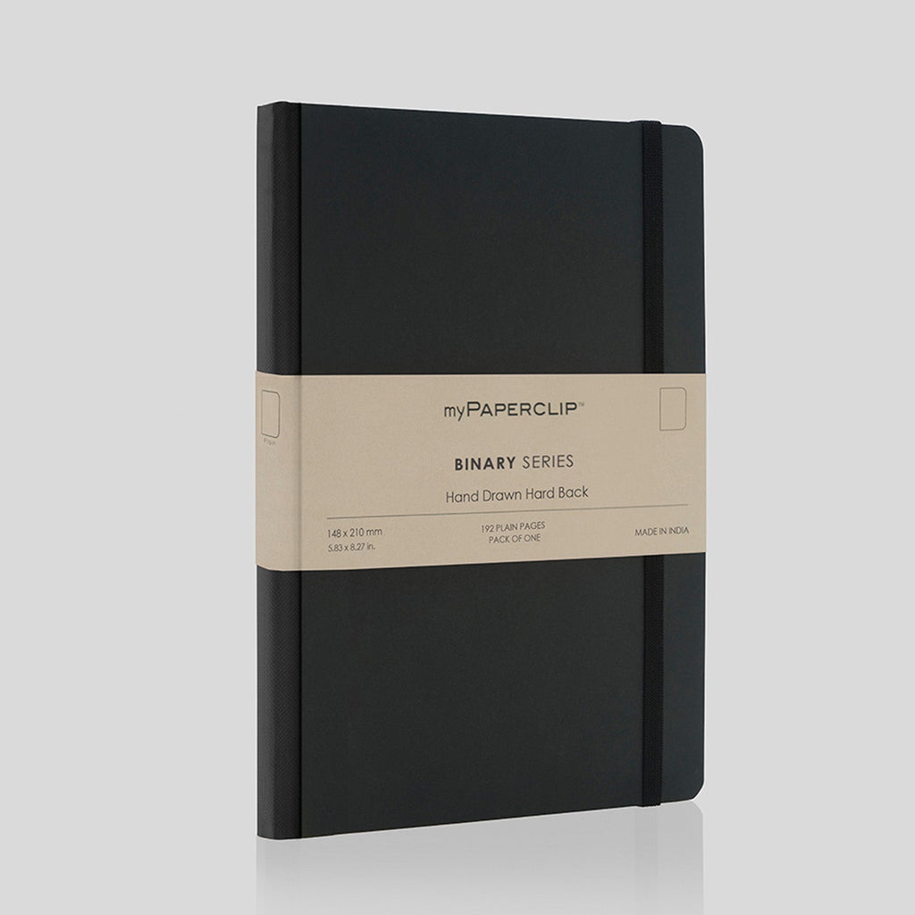myPAPERCLIP Binary Series Hard Cover Notebook - Black - A5 - Ruled