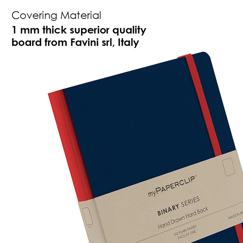 myPAPERCLIP Binary Series Hard Cover Notebook - Blue - A5 - Plain