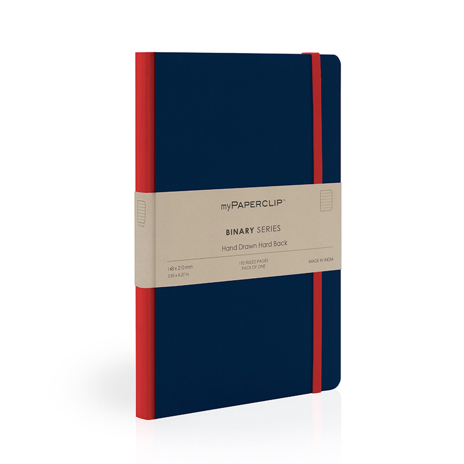 myPAPERCLIP Binary Series Hard Cover Notebook - Blue - A5 - Ruled