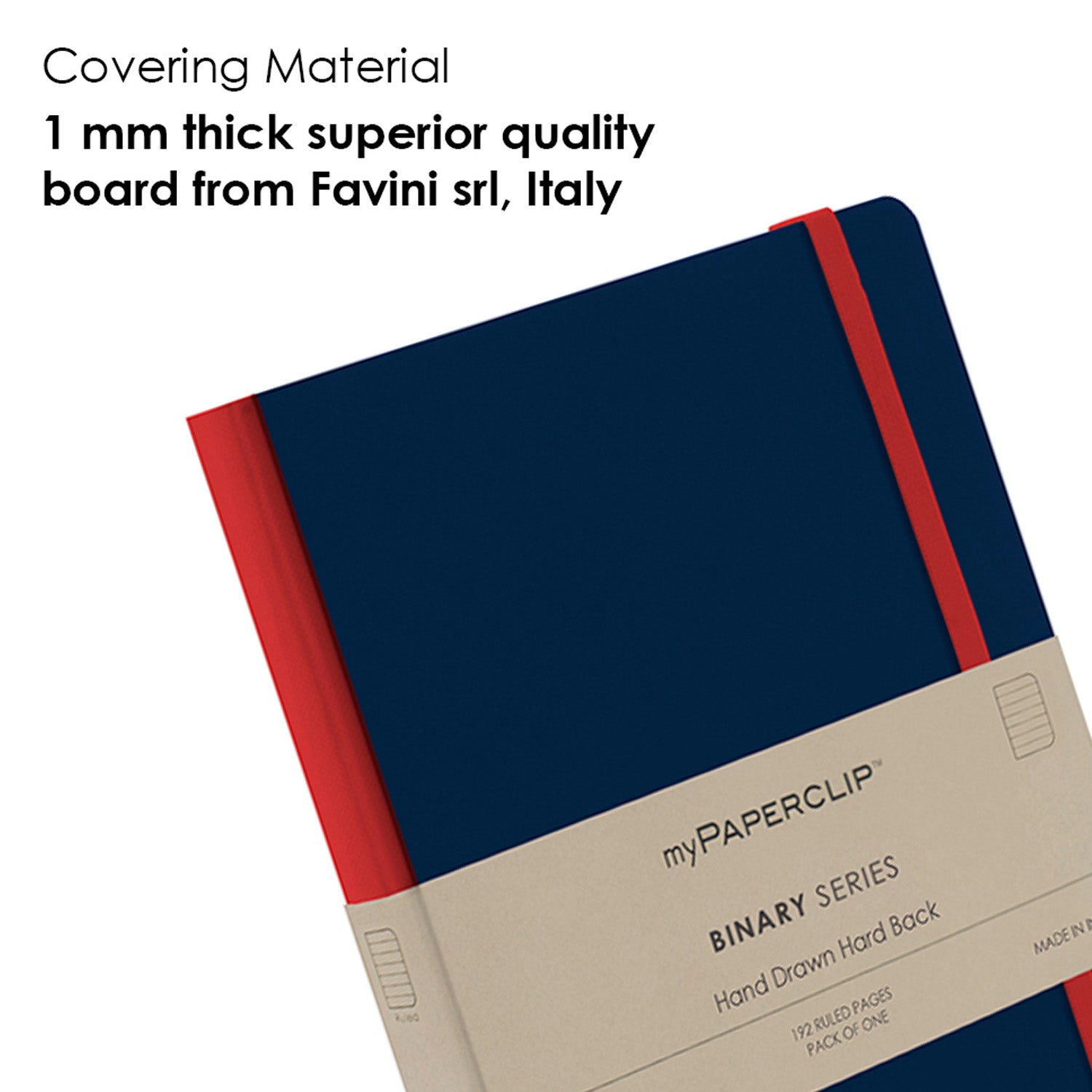 myPAPERCLIP Binary Series Hard Cover Notebook - Blue - A5 - Ruled