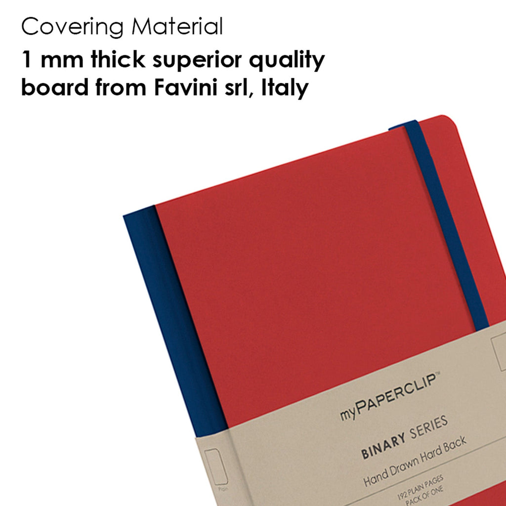 myPAPERCLIP Binary Series Hard Cover Notebook - Red - A5 - Plain