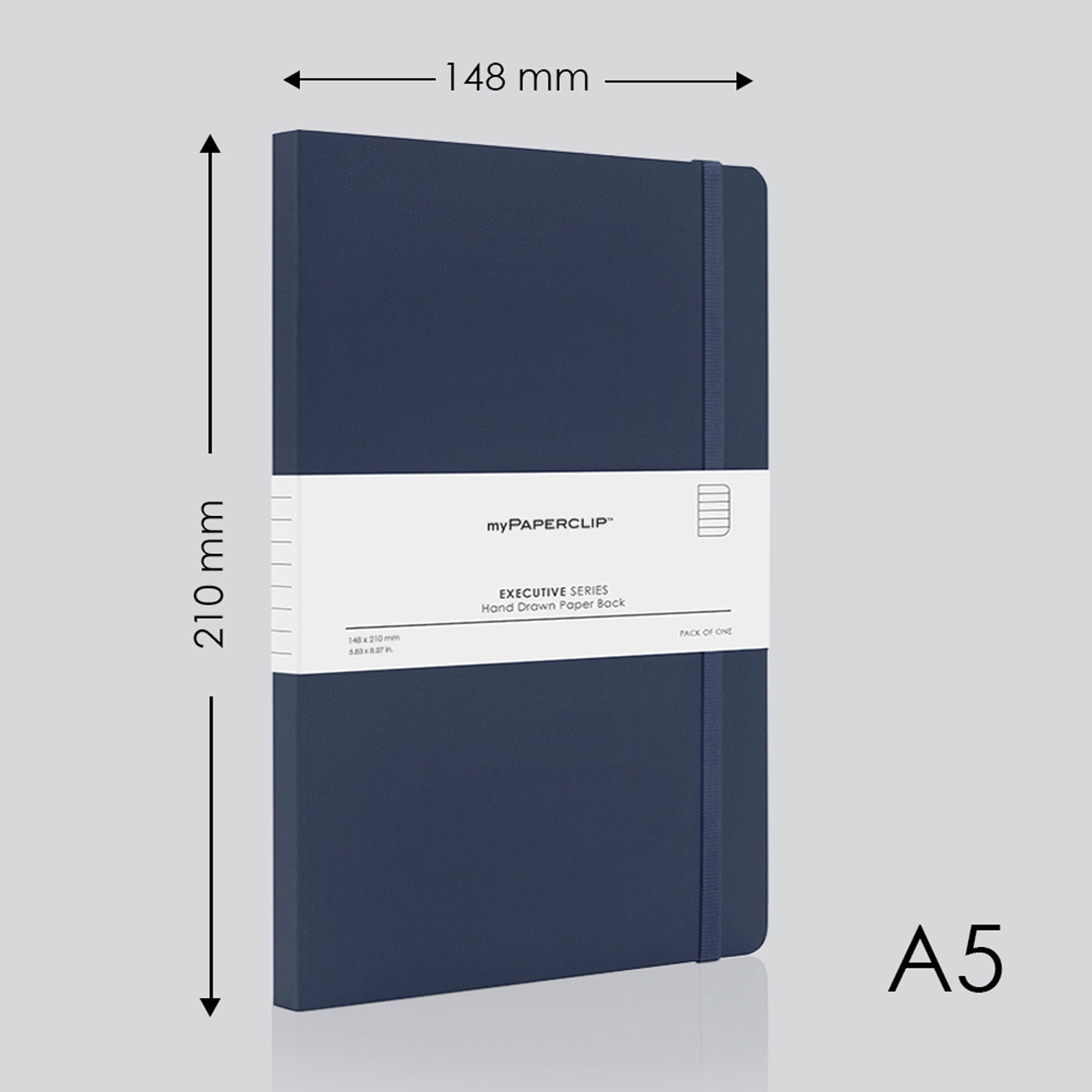 myPAPERCLIP Executive Series Soft Cover Notebook - Blue - A5 - Ruled