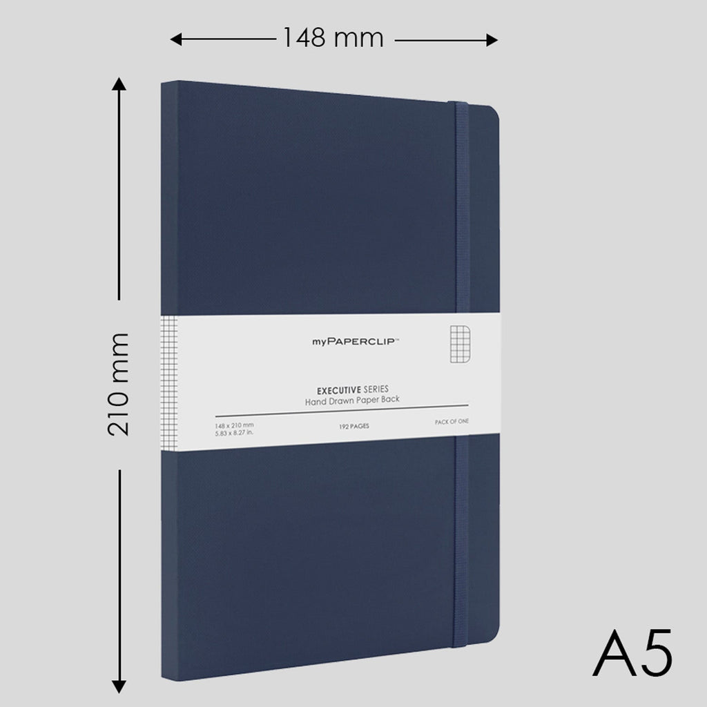 myPAPERCLIP Executive Series Soft Cover Notebook - Blue - A5 - Squared