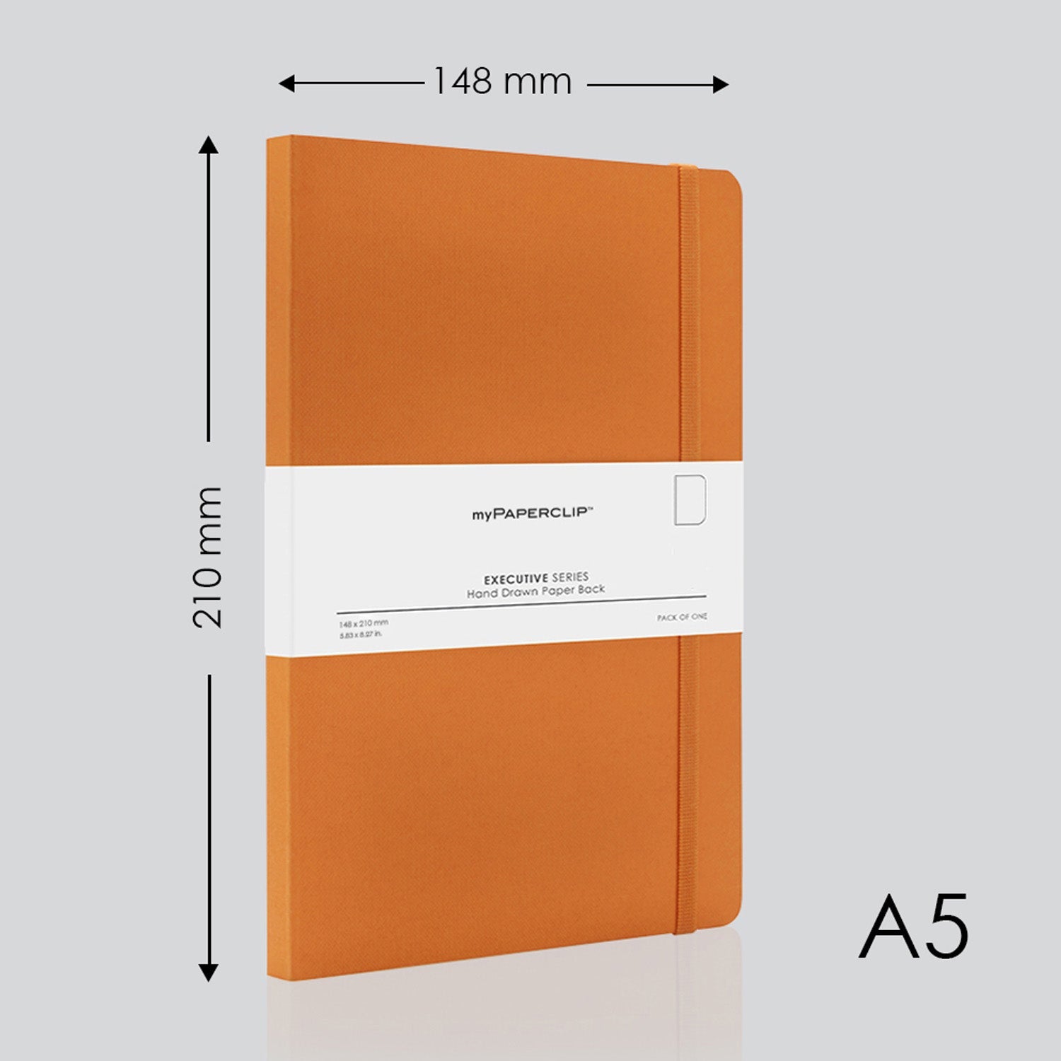 myPAPERCLIP Executive Series Soft Cover Notebook - Orange - A5 - Plain