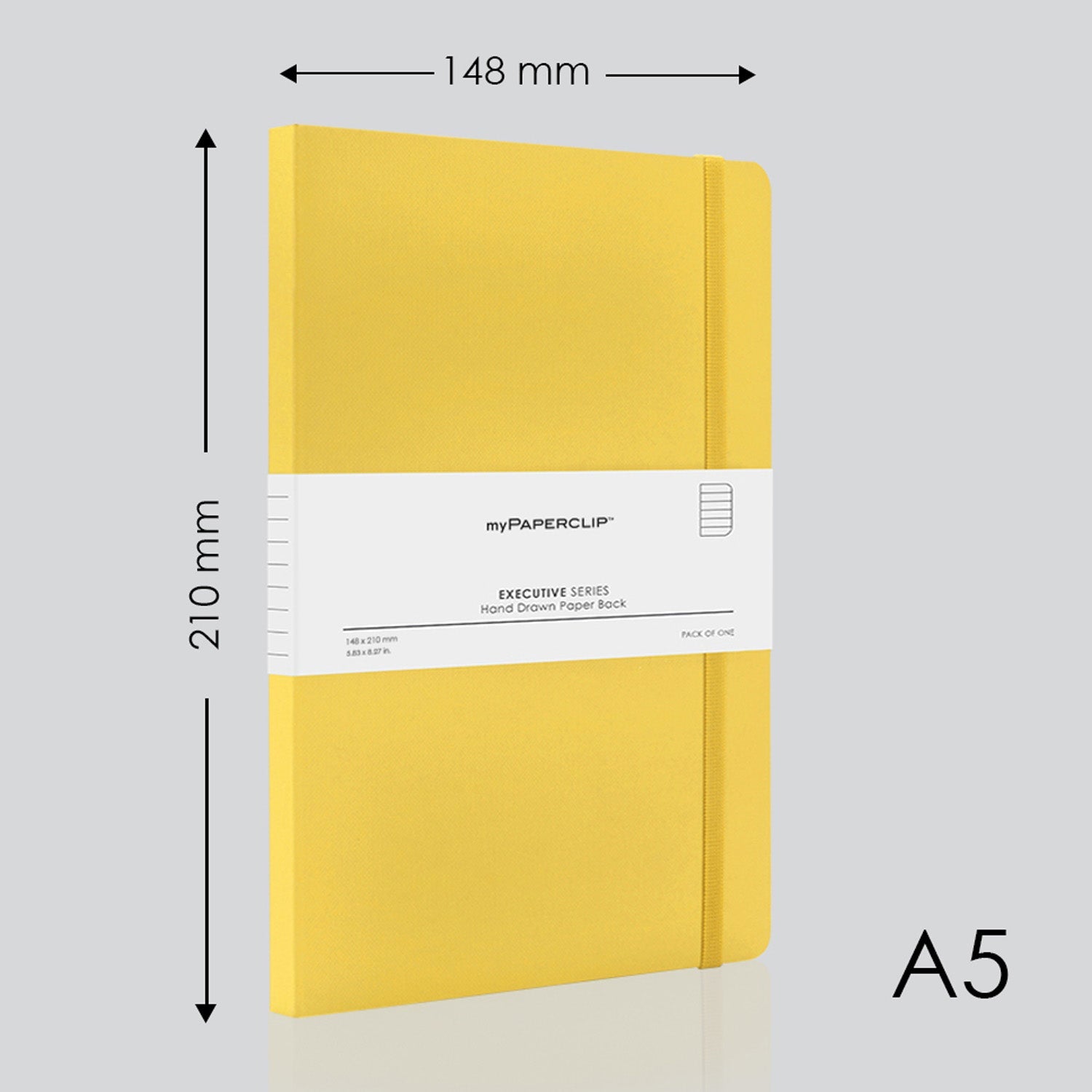 myPAPERCLIP Executive Series Soft Cover Notebook - Yellow - A5 - Ruled