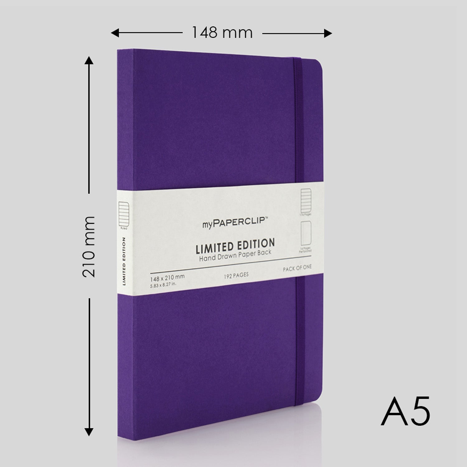 myPAPERCLIP Limited Edition Soft Cover Notebook - Amethyst - A5 - Ruled