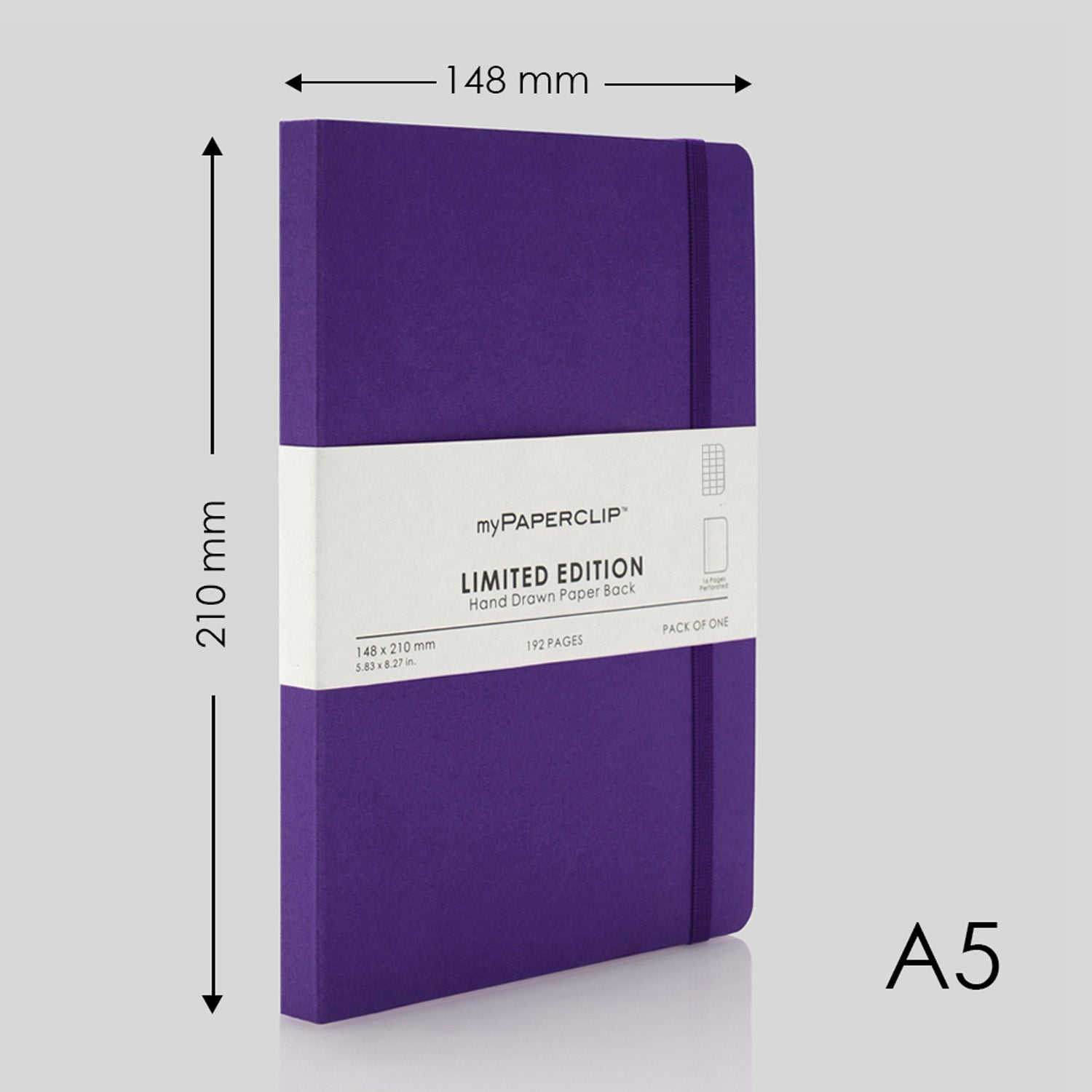 myPAPERCLIP Limited Edition Soft Cover Notebook - Amethyst - A5 - Squared