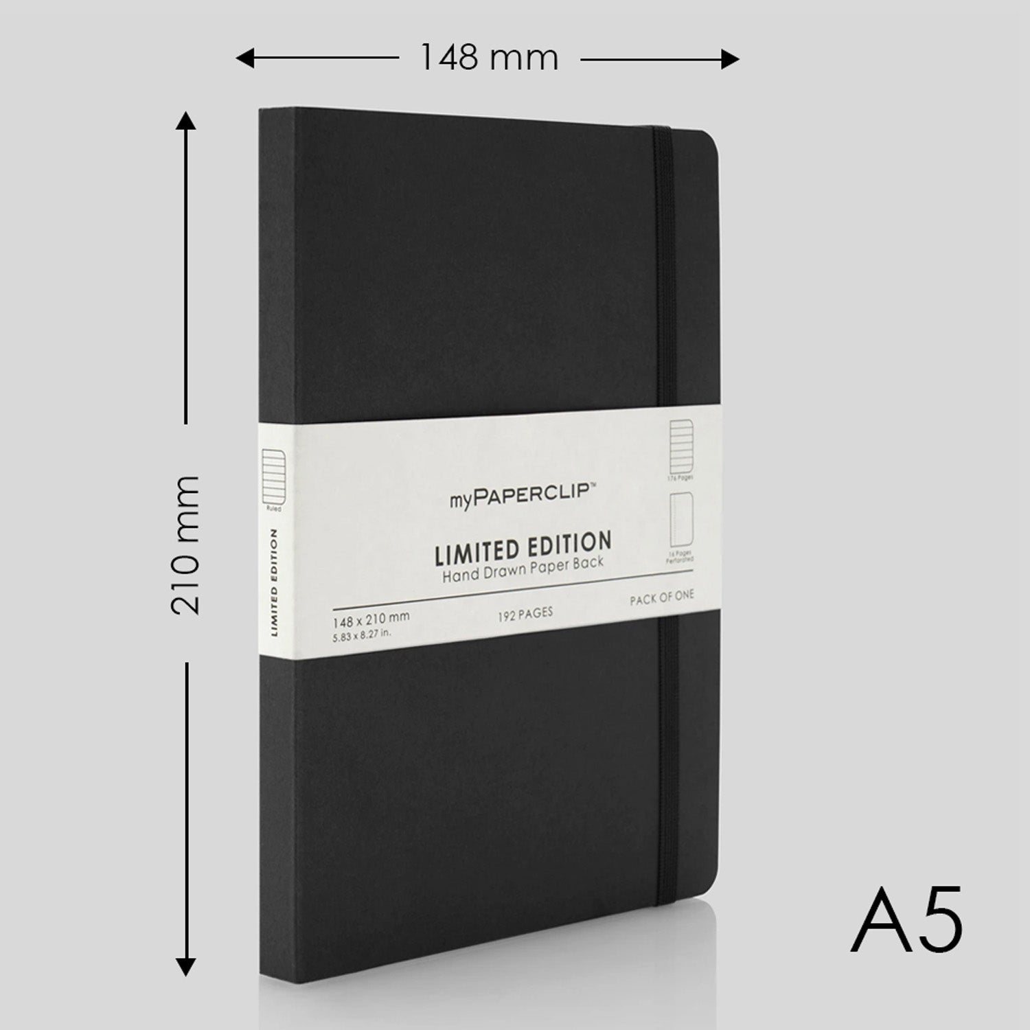myPAPERCLIP Limited Edition Soft Cover Notebook - Black - A5 - Ruled