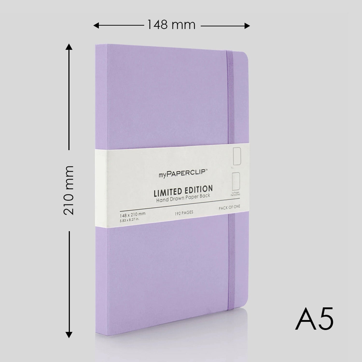 myPAPERCLIP Limited Edition Soft Cover Notebook - Lilac - A5 - Plain