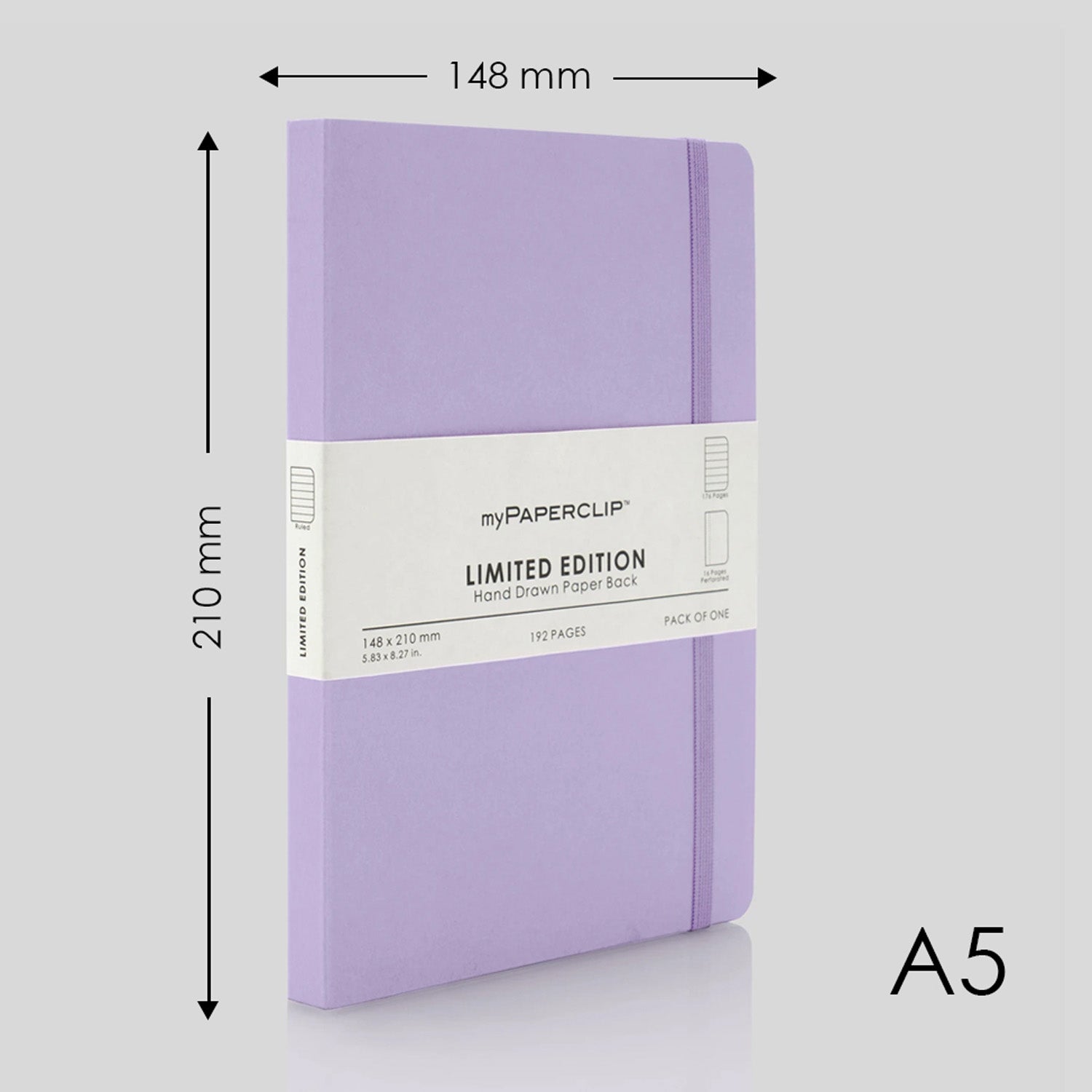 myPAPERCLIP Limited Edition Soft Cover Notebook - Lilac - A5 - Ruled