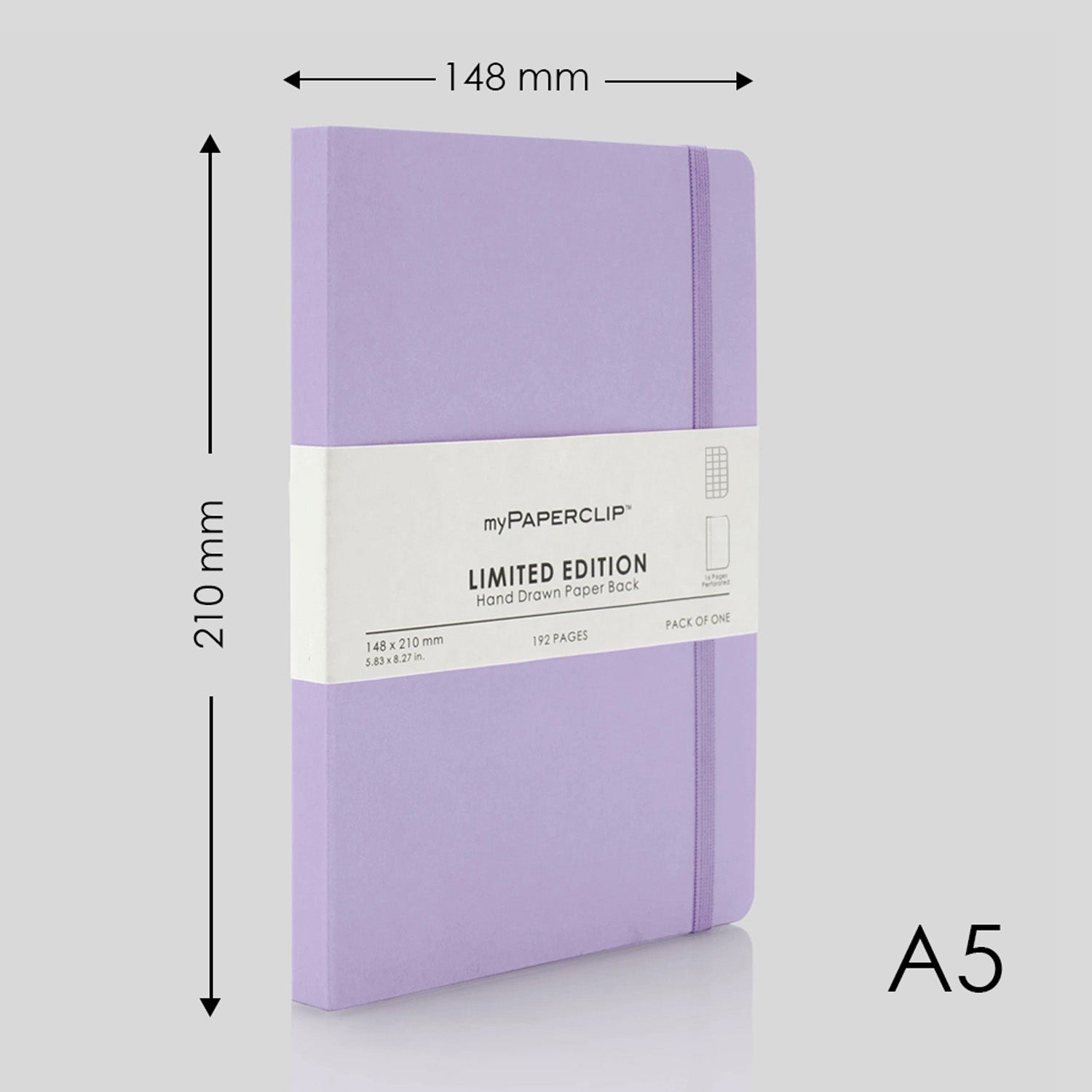 myPAPERCLIP Limited Edition Soft Cover Notebook - Lilac - A5 - Squared