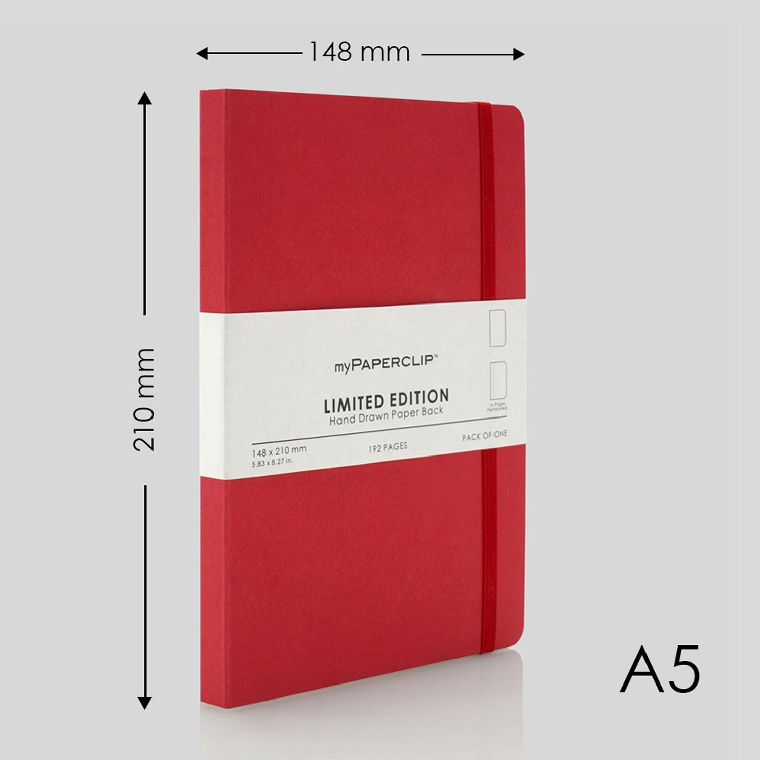 myPAPERCLIP Limited Edition Soft Cover Notebook - Ruby - A5 - Plain