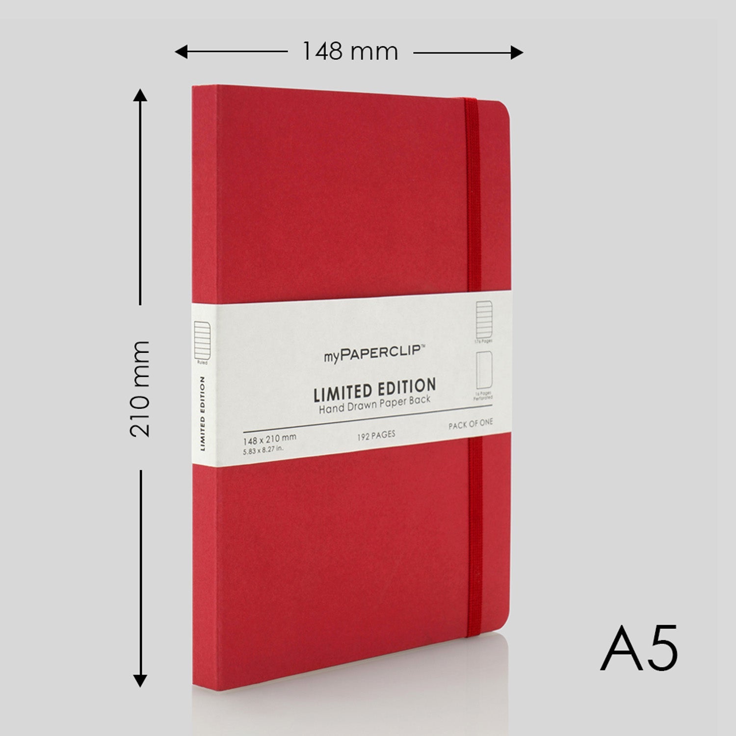 myPAPERCLIP Limited Edition Soft Cover Notebook - Ruby - A5 - Ruled