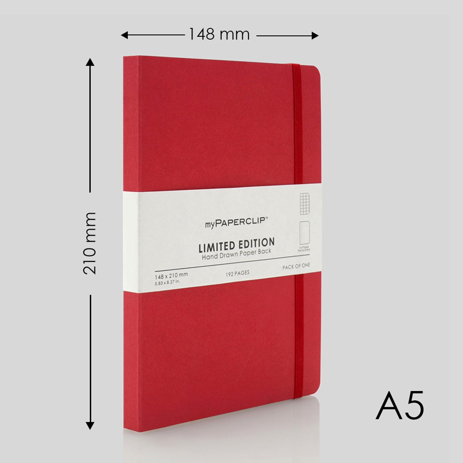 myPAPERCLIP Limited Edition Soft Cover Notebook - Ruby - A5 - Squared